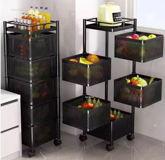 Estante Giratorio Cuadrado de 5 Niveles para Frutas y Verduras